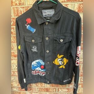 Brooklyn Cloth Tokyo Drift Graphic Print Black Denim Streetwear Jacket Small